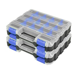 AIDY-PRO Small Parts Organizer Box Storage Case Tools Box Organizer Double Side 34 Compartments Hardware Organizers with Removable Plastic Dividers for Screws Nuts Nails Bolts, 2 Pack