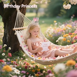 CUBACO Birthday Girl Headband Kids, Birthday Girl Crown with Veil, Cute Tiara Hair Band, Princess Party Decorations Outfit Accessory-Pink Gold