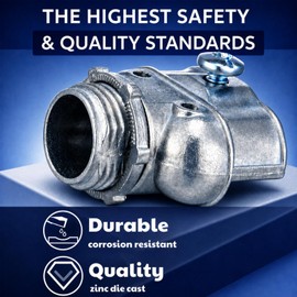 Tandefio 3/8" Flexible Conduit Metal Duplex Connector for Flex/AC/NM Sheathed Cable 90 Degree Flex Duplex Box Connector Zinc Die Cast Clamp Electrical Conduit Fittings for Protecting Cables