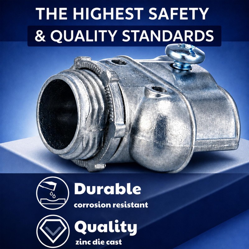 Tandefio 3/8" Flexible Conduit Metal Duplex Connector for Flex/AC/NM Sheathed