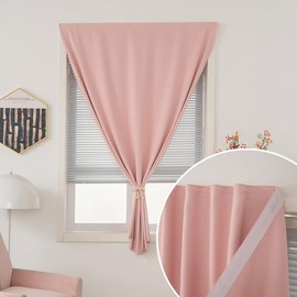 Self Adhesive Blackout Curtains- Stick on Curtains Shades Window Blinds Curtains No Rod Needed Easy to Hang Curtain, Use for Bedroom, Living Room,Roman Shades, 47" W X 71" L, Pink, 1 Panel