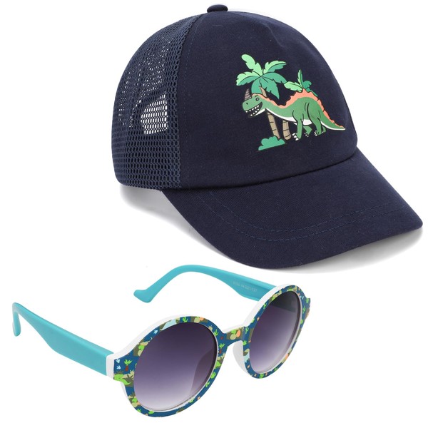 Jupsk Dinosaur Baseball Cap and Sunglasses Set, Summer UV Protection