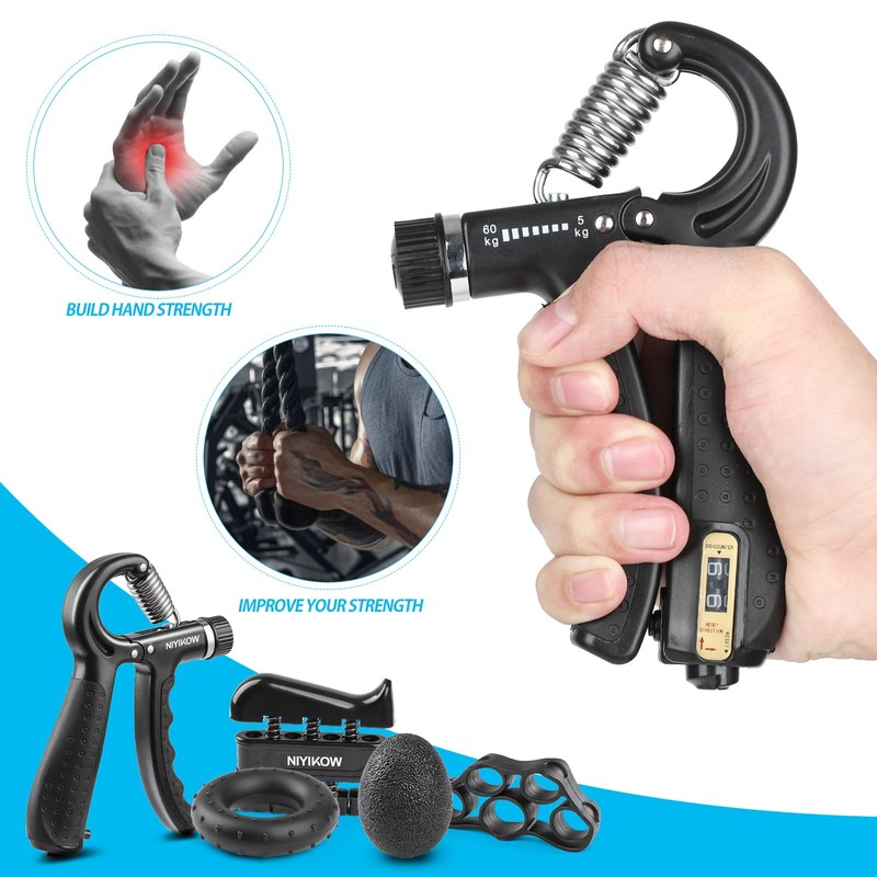 NIYIKOW Grip Strength Trainer, Adjustable Hand Grip Strengthener Kit -