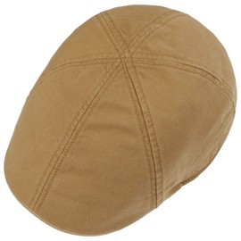 Stetson Texas Cotton Flat Cap with UV Protection 40+ - Cotton Peaked Ivy Cap - Solid-Color Cap for Spring/Summer Light Brown XL (60-61 cm)