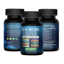Meidlfesun Organic Sea Moss Capsules with Black Seed Oil & Ashwagandha | Immune, Skin & Energy Support | 60 Vegan Capsules | Non-GMO, Gluten-Free