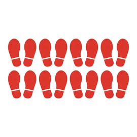 PATIKIL 6x2.5" Footprint Sticker, 8 Pairs PVC Shoes Floor Decal Sign for Class Decor Stair Guide, Red