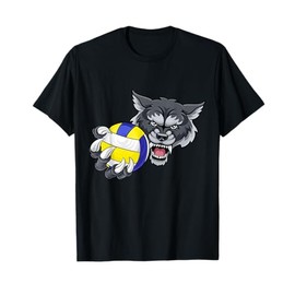 Wolf Werewolf Volleyball Volley Ball Cartoon Character T-Shirt