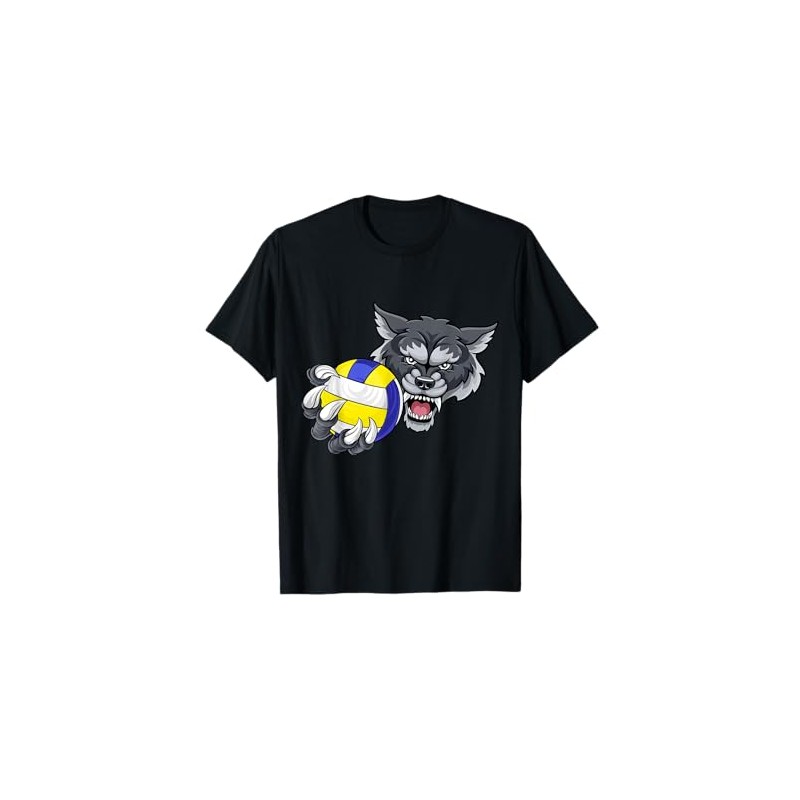 Wolf Werewolf Volleyball Volley Ball Cartoon Character T-Shirt
