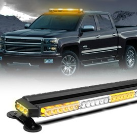 Amexmart 38" 78 LED Emergency Rooftop Strobe Light Bar Safety Traffic Advisor Warning Hazard Light Double Side Flashing with Magnetic Base for Work Truck Vehicles Construction Tow Pickup (Amber/White)
