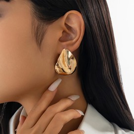 Gold Statement Earrings for Women Chunky Gold Geometric Drop Dangle Earrings Chunky Jewelry Trendy