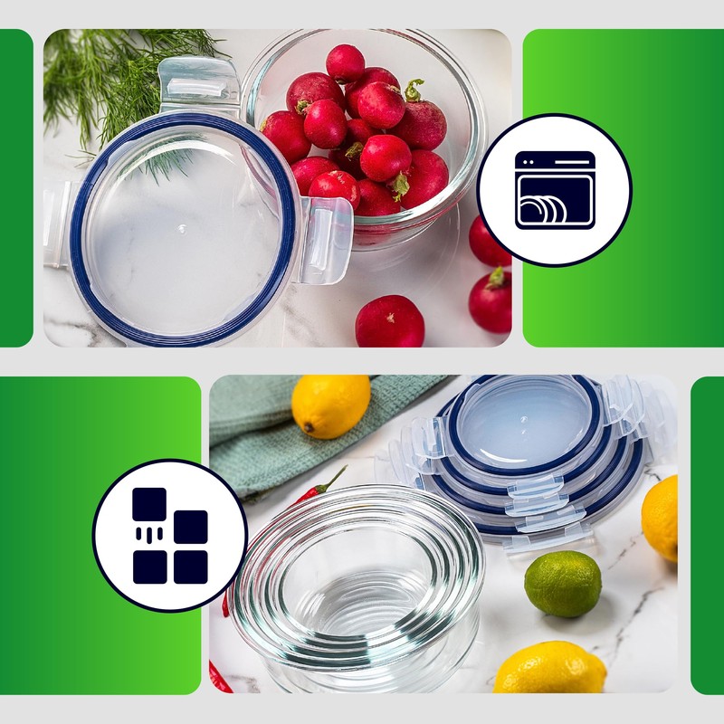 KADAX Glass Container with Lid, Food Container, Dishwasher Safe Food