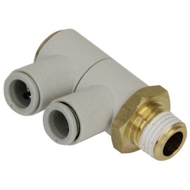 SK11 One-Touch Pipe Fitting Double Universal Elbow for 0.3 inch (8 mm) Hose R1/4 KQ2VD08-02AS