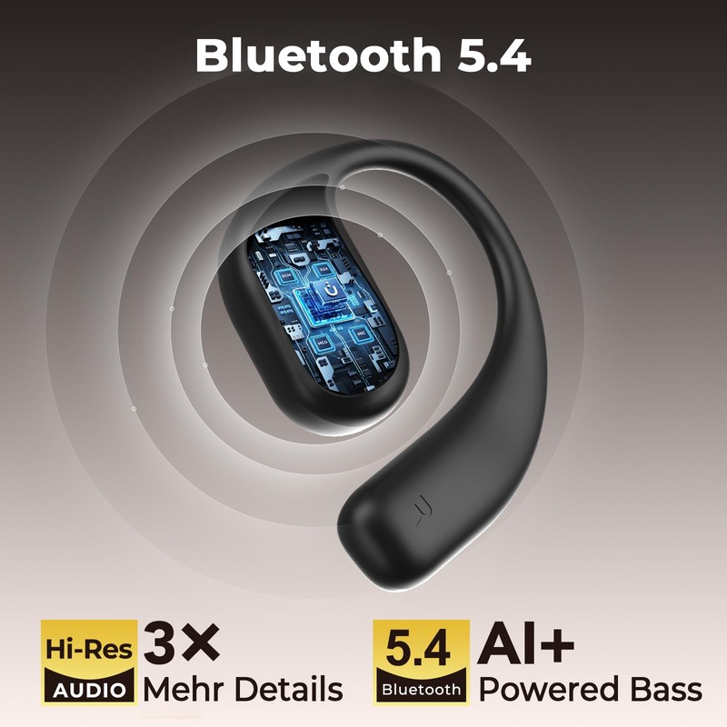 TELNP Translator Headphones LCD Touchscreen Open Ear Clip Wireless Bluetooth