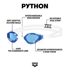 Arena Goggles Natación Python única, Blanco/Azul