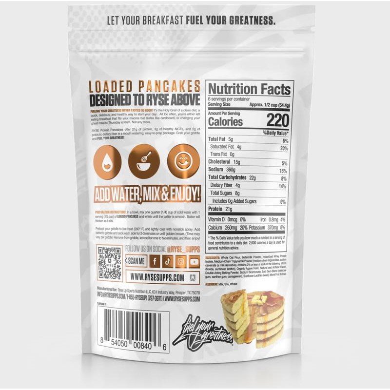 Ryse Supplements Loaded Pancakes - Protein Pancakes - Flavor: Banana