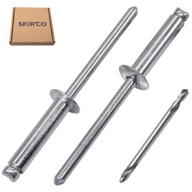SKIR'CO (Pack of 100) Aluminium Blind Rivets 4.0 x 18mm Aluminium Mandrel Pop Rivets Dome Head One Drill Included