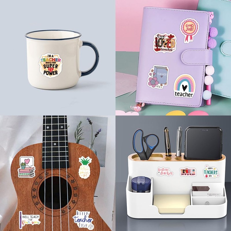 Teacher Stickers 60 Pcs, Vinyl Waterproof Teacher Stickers for Water