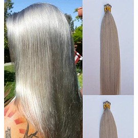 Hair Faux You 22" Remy Straight Pre bonded I Tip Human Hair Extensions Professional Salon, 100 grams 125 strands Per Package, Color # Light Ash Blonde (Without Gold or Silver Tint)