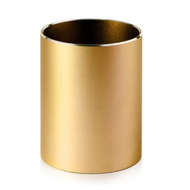 Boershun Pen Holder Pencil Holder for Desk, Metal Desk Pen Cup Holder Makeup Brush Holder, Desktop Pen Organizer and Pencil Cup for Office Desk Accessories, Gold-orange, 3.15 x 4.0 In