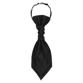 WANYING Men Pre-Tied Plastron Tie Wedding Cravat Adjustably with Hook for Wedding - Paisley Pattern Black