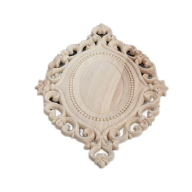 Wood Carving Wood Furniture Decor Wooden Applique European Style Unpainted Furniture Door Wall Corner Decoration Home Decor Unpainted 22x14.5cm