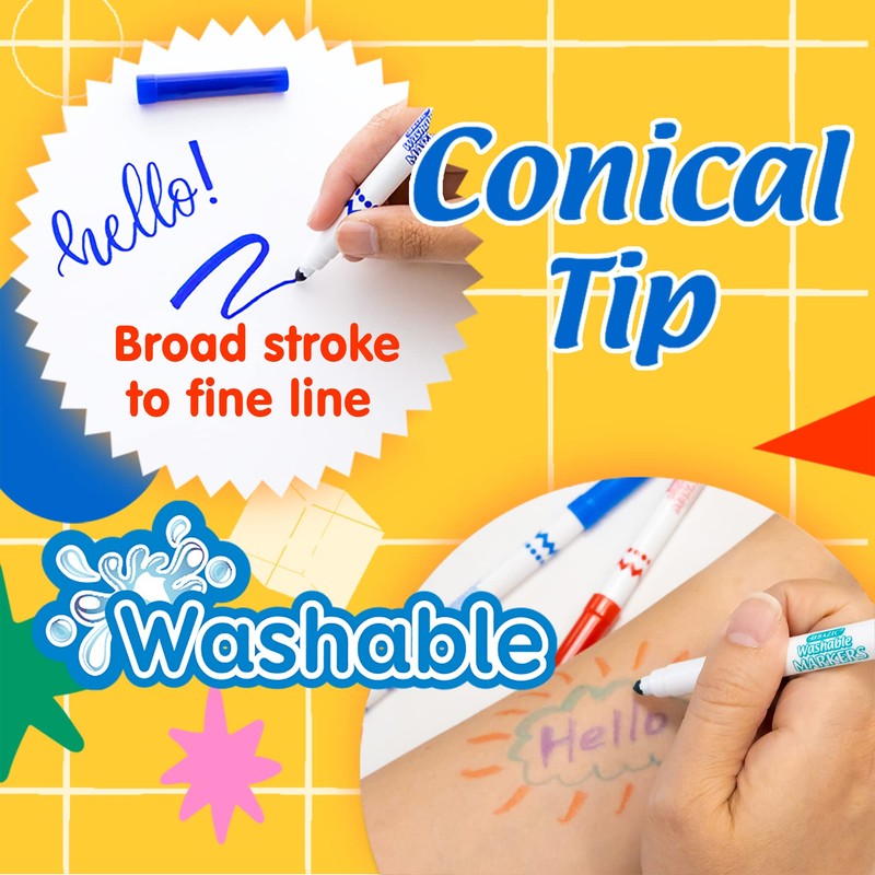 BAZIC Products 10 Color Fine Line Washable Markers (1224-24P)