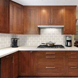 Alwayspon 10 Sheets 3D Thickened Peel and Stick Vinyl Backsplash Tiles, 12"x6" Self-Adhesive Wallpaper Wall Tile Stickers Stick on Subway Tiles for Kitchen Bathroom, Beige