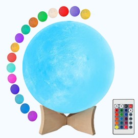 YYJ HOME Moon Lamp Moon lamp for Kids 16 Colors 3D Printed Moon lamp for Adults USB Charging and Touch Control Brightness 5.9 inch Lunar Lamp with Stand, for Kids Gift for Women