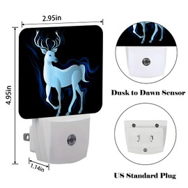 FSHVQKD Blue Deer Night Light,Plug Into Wall Decor for Stairway,Hallway,Kitchen,Dusk to Dawn Sensor Nightlights for Boys/Girls/Women/Men Room Gifts