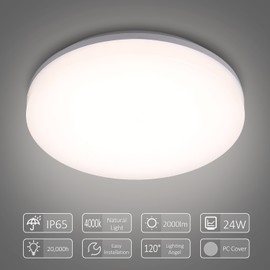 [通拓商品]Tomshine 100-265V 24W LED Ceiling Light IP65 Water-resistant 4000k Natural White Lighting for Living Kitchen Balcony Corridor Hallway