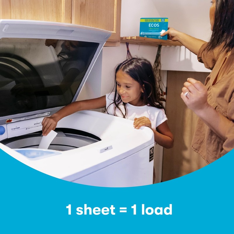 ECOS Laundry Detergent Sheets Vegan, No Plastic Jug, No Mess