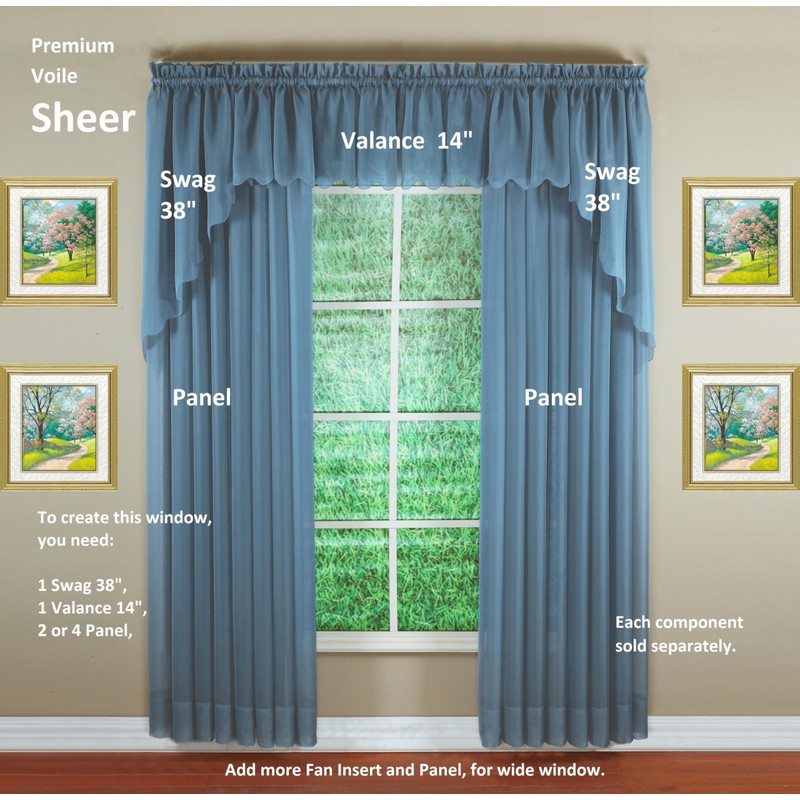 Today's Curtain Emelia Original Voile Panel 84", Wedge Blue, 60"