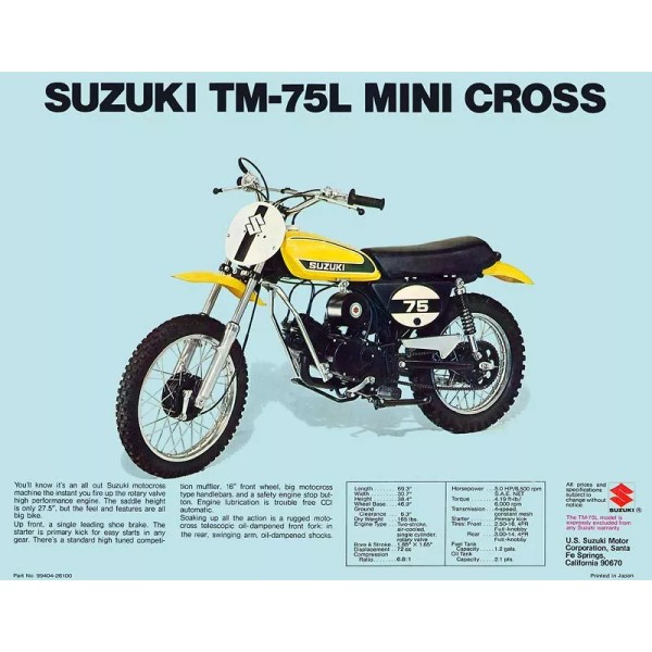 Unbranded 1974 SUZUKI TM-75L MINI CROSS SALES SPECS AD/ BROCHURE