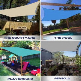 Windscreen4less 20' x 20' Sun Shade Sail Rectangle Outdoor Canopy Cover UV Block for Backyard Porch Pergola Deck Garden Patio (Sand)