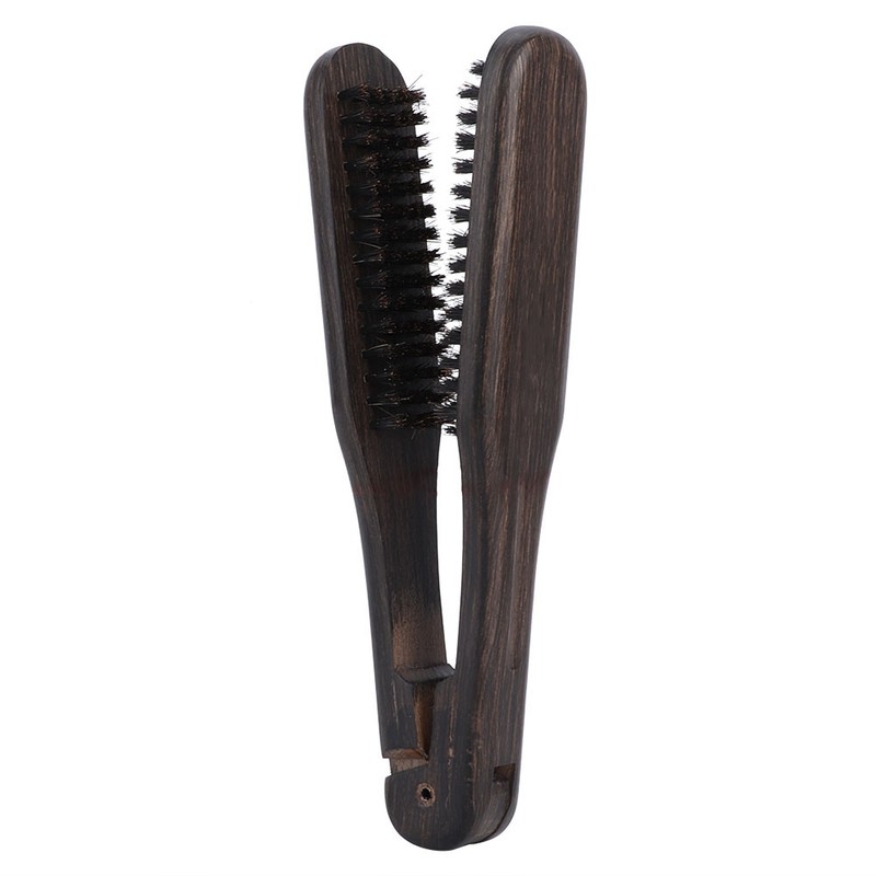 Professional Hairdressing Comb Double Brushes Wooden Anti static Hair Straightener