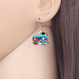 BONSNY Dangle Novelty Funny Teacher Truck Van School Bus Earrings Acrylic Back to School Jewelry For Women Gifts Charms (Blue)
