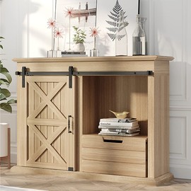 ZEKOO 5FT Super Mini Sliding Barn Door Hardware Kit for Single Door Cabinet, Small Barn Door Hardware Track Kit for TV Stand, Cupboards, Storage Cabinets, Wardrobes, J Shape Hanger (No Cabinet)