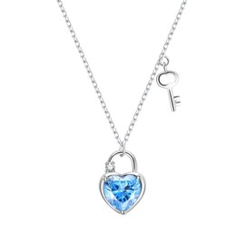 GOUWO Necklace with Pendant for Women 925 Sterling Silver Heart Water Drop Pendant Necklace Christmas Valentine's Day Party Wedding Anniversary Birthday Jewellery Gifts for Women, Cubic Zirconia,