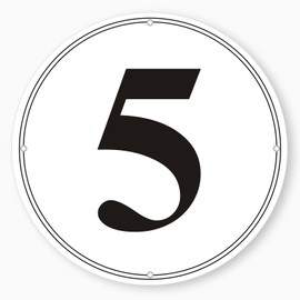 i-CowFun Premium Round Aluminum Number Signs 5 - Metal 12" in Diameter Parking Spot Number Sign Outdoor, Large, for Lot, Aisle, Tennis Court, Building, Dock, Field, Perforated, Weather-Resistant