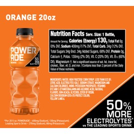 POWERADE Sports Drink Orange, 20 Ounce (Pack of 24)