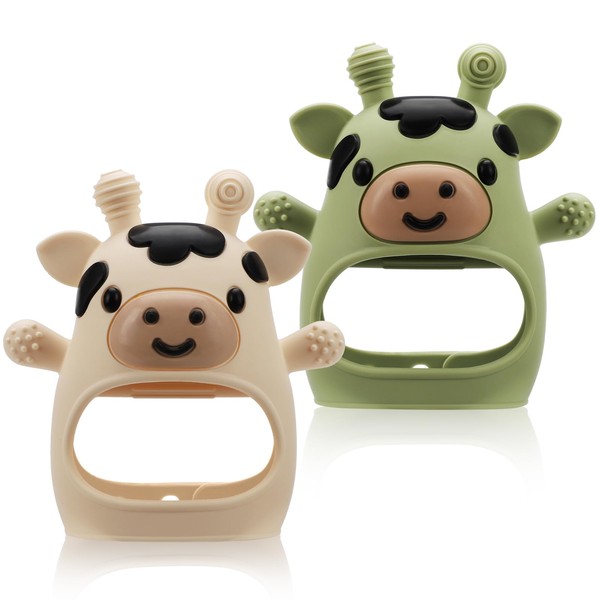 2 Pack Baby Teething Toys for 3-6 6-12 Months, Food