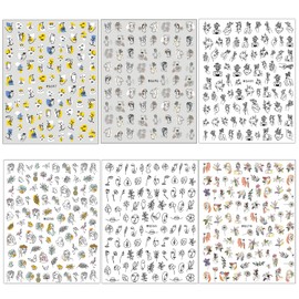 Adurself 12 Sheets Graffiti Fun Nail Art Stickers Abstract Lady Face Curve Nail Decals Colorful Abstract 3D Self-Adhesive Decals for Women Girls Kids DIY Nail Design Manicure