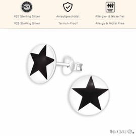 Monkimau 925 Sterling Silver Children's Star Stud Earrings, High-Quality and Durable, Earrings Jewellery Gift for Girls and Boys, Silver