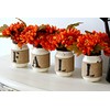 Mason Jars Set Fall Decor Centerpiece | Brown Burlap Tabletop