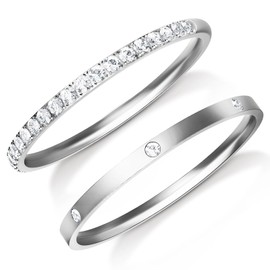 ZOOROO 2-Pack 14K Gold Plated Stacking Rings for Oura Ring Gen 4/Oura Ring Gen 3, Cubic Zirconia Simulated Diamond Stack Rings for Women, 10, White Gold, Cubic Zirconia