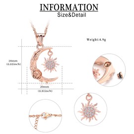 QGJNSGC Cremation Jewellery Sun and Moon Urn Necklace for Ashes Moon Pendant Necklace Celtic Knot Crescent Moon Keepsake Ash Necklace Pendant for Men Women, Stainless Steel