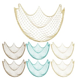 6Pcs Fishing Net Decorative - Fish Net Decorations Decorative Netting Nautical Themed Cotton Fishnet Decor Ocean Party Rope Decoration Cotton Hawaiian Fishnet Party Accessory