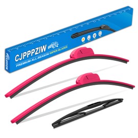 CJPPPZIW Windshield Wipers-16 Inch+16 Inch+12 Inch Replacement for 2018 2019 2020 2021 2022 2023 2024 Jeep Wrangler Wiper Blades for My Car,Quality Front Rose Red Windshield Wiper Blades(Set of 3)