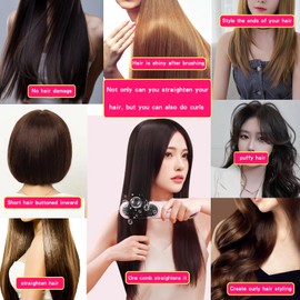 Cordless Hair Straightener Brush，Comb Straightener for Women，Electric hot Comb Digital Temperature Display，Rechargeable Travel Brushes for Hair，Adjustable Temperature, no Hair Damage (Violet)