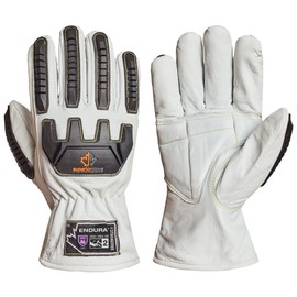 Superior Glove Goatskin Leather Work Gloves – Impact Resistant Vibration Dampening Cut Resistant Safety Work Gloves (Endura-378GKGVBE) Size Large